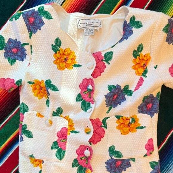 Adrienne Vittadini VTG 80s FLORAL COQUETTE two piece set: blouse + pencil skirt! - Picture 5 of 8